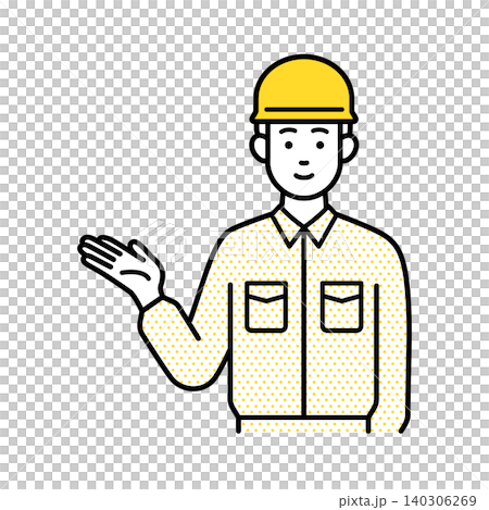 案内する作業員の男性 140306269