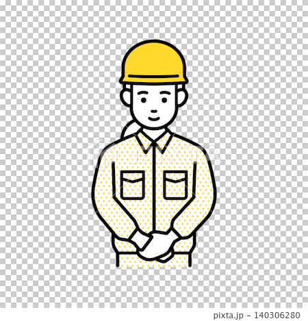 お辞儀をする作業員の女性 お辞儀をする作業員の女性 140306280