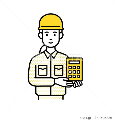 電卓を持つ作業員の女性 140306286
