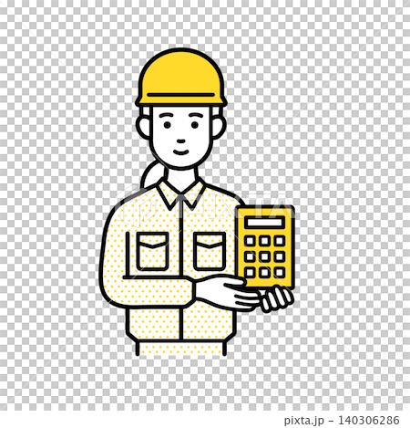 電卓を持つ作業員の女性 140306286