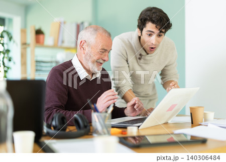 Men office employees is genuinely happy and elated Men office employees is genuinely happy and elated 140306484