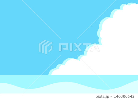 入道雲と海のイラスト 入道雲と海のイラスト 140306542