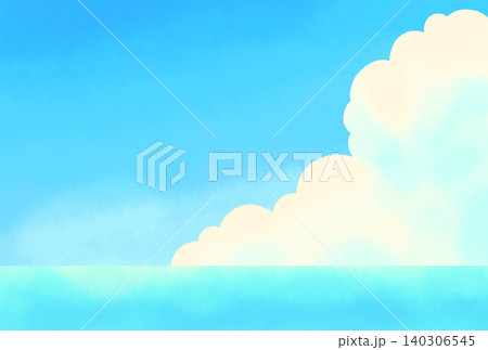 入道雲と海のイラスト 140306545