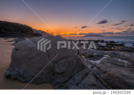 海亀産卵地永田いなか浜夕景 マジックアワー 屋久島(冬 海亀産卵地永田いなか浜夕景 マジックアワー 屋久島(冬 140307299