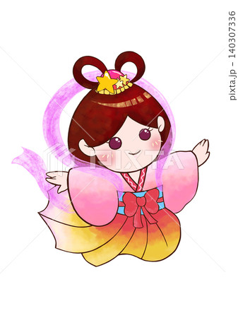 ふわりと浮かぶ織姫のイラスト ふわりと浮かぶ織姫のイラスト 140307336
