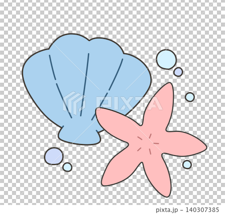 Seashells, starfish, and water bubbles Seashells, starfish, and water bubbles 140307385
