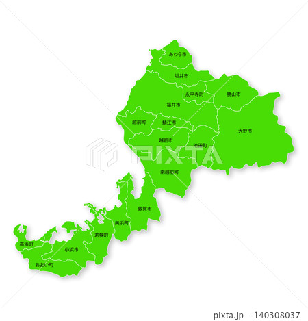 福井県と市町村の地図 福井県と市町村の地図 140308037