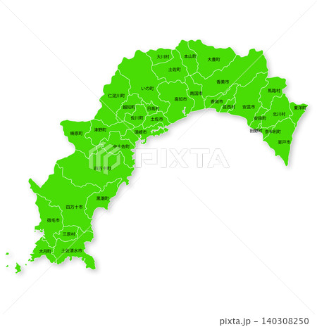高知県と市町村の地図 高知県と市町村の地図 140308250
