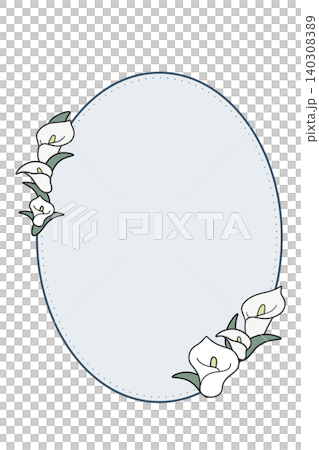 Colorful floral frame material, natural stitch oval design, blue-gray background. Colorful floral frame material, natural stitch oval design, blue-gray background. 140308389
