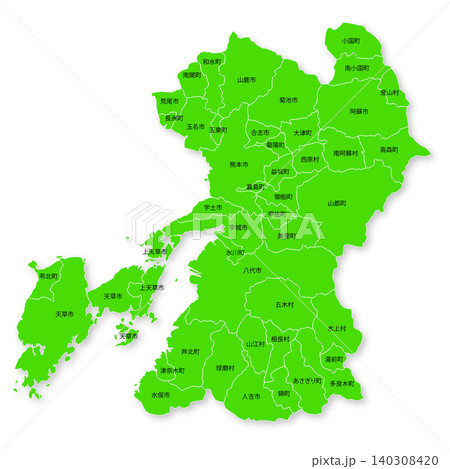 熊本県と市町村の地図 熊本県と市町村の地図 140308420