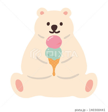 アイスを食べるしろくまのイラスト アイスを食べるしろくまのイラスト 140308441