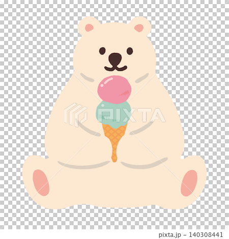 アイスを食べるしろくまのイラスト アイスを食べるしろくまのイラスト 140308441