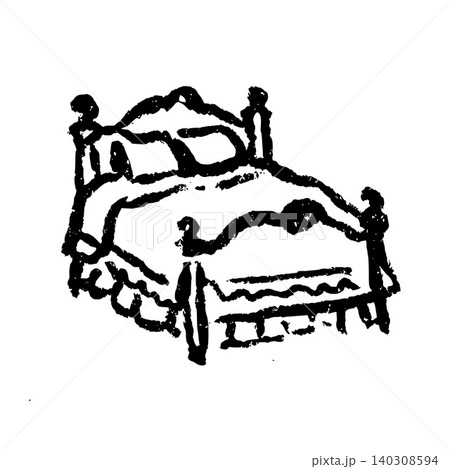 Hand Drawn Ornate Bed with Ruffles Vector Drawing Hand Drawn Ornate Bed with Ruffles Vector Drawing 140308594