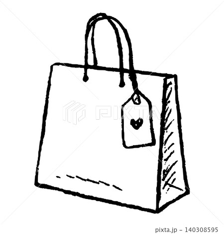 Hand Drawn Boutique Shopping Bag Vector Drawing Hand Drawn Boutique Shopping Bag Vector Drawing 140308595