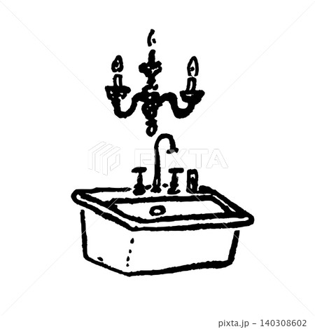 Hand Drawn Sink with Candle Vector Illustration Hand Drawn Sink with Candle Vector Illustration 140308602