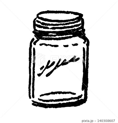 Hand Drawn Tall Mason Jar Vector Illustration 140308607