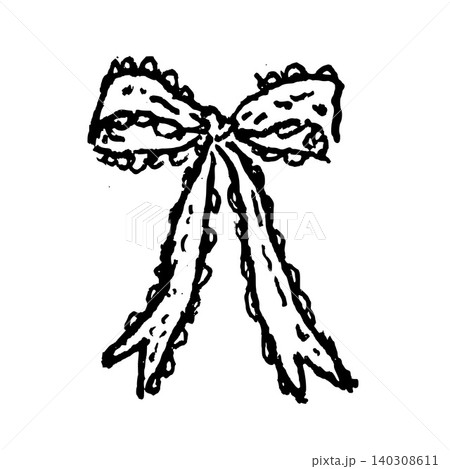 Hand Drawn Polka Dot Bow Vector Line Art 140308611