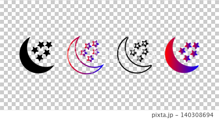 Crescent Moon And Stars Icon Set Night Sky Symbols, Solid, Outline And Gradient Variants Crescent Moon And Stars Icon Set Night Sky Symbols, Solid, Outline And Gradient Variants 140308694