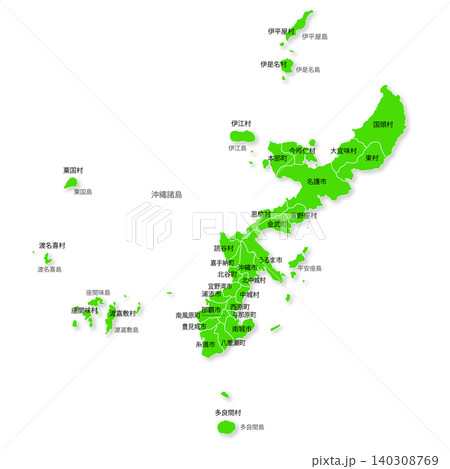 沖縄諸島と市町村地図 140308769