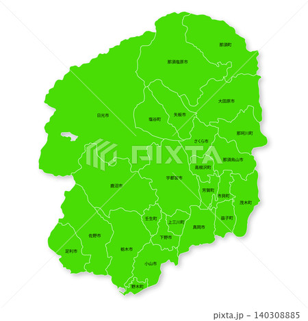栃木県と市町村の地図 栃木県と市町村の地図 140308885