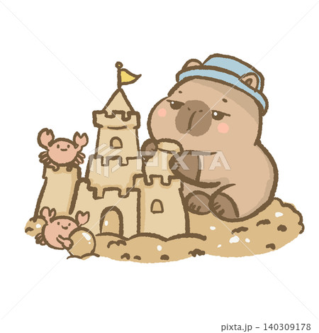 Cute Capybara Building Sandcastle On Sunny Beach With Happy Crabs Summer Seaside Vacation Creative Sand Play Character Illustration Cute Capybara Building Sandcastle On Sunny Beach With Happy Crabs Summer Seaside Vacation Creative Sand Play Character Illustration 140309178