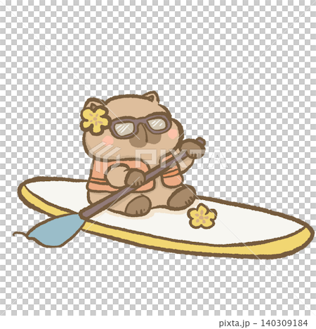 Cute Capybara Surfing On Paddle Board Wearing Sunglasses Tropical Summer Beach Vacation Leisure Activity Coastal Adventure Character Illustration Cute Capybara Surfing On Paddle Board Wearing Sunglasses Tropical Summer Beach Vacation Leisure Activity Coastal Adventure Character Illustration 140309184