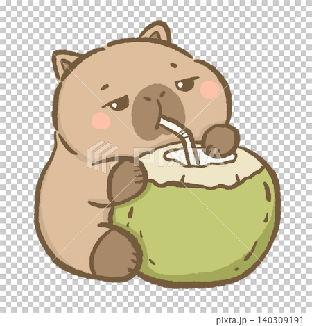 Cute Capybara Drinking Fresh Coconut Water Tropical Summer Refreshment Island Vacation Relaxation Food And Beverage Character Illustration Cute Capybara Drinking Fresh Coconut Water Tropical Summer Refreshment Island Vacation Relaxation Food And Beverage Character Illustration 140309191