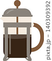 French Press Coffee Maker Flat Vector Illustration Isolated on Transparent Background 140309392