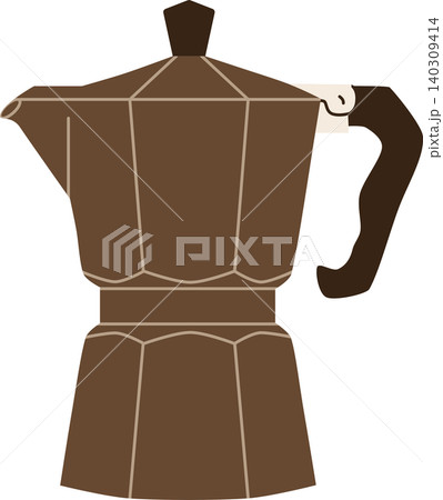 Moka Pot Coffee Maker Flat Vector Illustration Isolated on Transparent Background Moka Pot Coffee Maker Flat Vector Illustration Isolated on Transparent Background 140309414