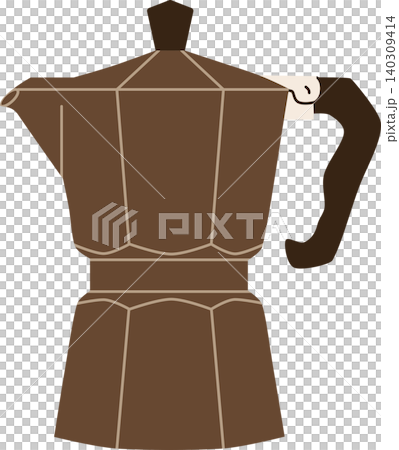 Moka Pot Coffee Maker Flat Vector Illustration Isolated on Transparent Background Moka Pot Coffee Maker Flat Vector Illustration Isolated on Transparent Background 140309414