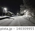 積雪による運行停止の因美線那岐駅 140309955