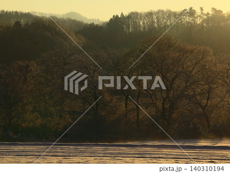 冬の北上川の風景 冬の北上川の風景 140310194
