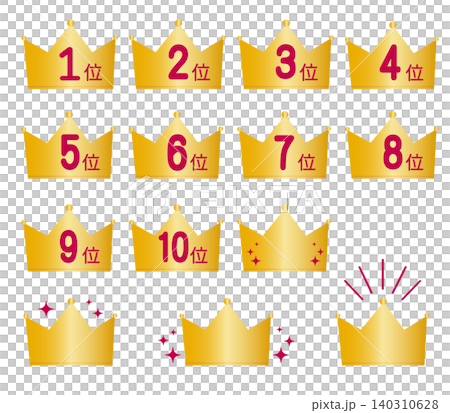 Gold Crown Ranking Icon Set Gold Crown Ranking Icon Set 140310628
