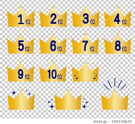 Gold Crown Ranking Icon Set Gold Crown Ranking Icon Set 140310629