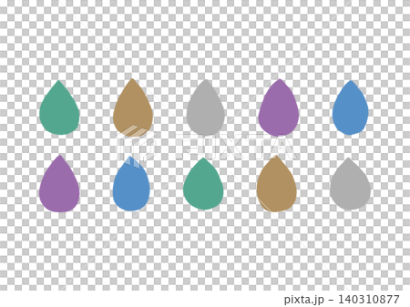 しずくの形をした5色の手描きのシェイプセット1 しずくの形をした5色の手描きのシェイプセット1 140310877