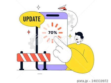 App Update Vector Illustration Featuring Mobile Software Upgrade, System Maintenance, Application Refresh, and Smartphone Update Process App Update Vector Illustration Featuring Mobile Software Upgrade, System Maintenance, Application Refresh, and Smartphone Update Process 140310972