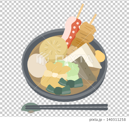 おでんとお箸のイラストセット おでんとお箸のイラストセット 140311258