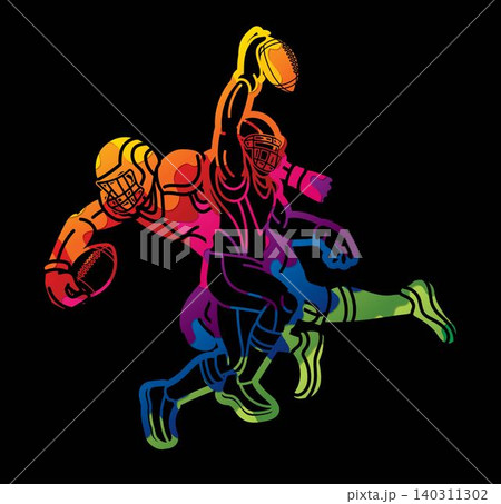 Group of American Football Players Mix Action Cartoon Sport Team Graphic Vector Group of American Football Players Mix Action Cartoon Sport Team Graphic Vector 140311302