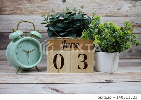 Wooden Calendar Showing the Date of June 3rd. Day 3 of June Month Wooden Calendar Showing the Date of June 3rd. Day 3 of June Month 140311323