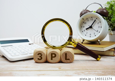 3PL Third-Party Logistics alphabet letters with magnifying glass, calculator and alarm clock 3PL Third-Party Logistics alphabet letters with magnifying glass, calculator and alarm clock 140311374