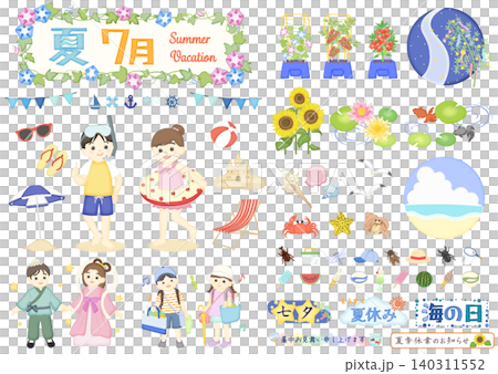 Cute July illustration material C Cute July illustration material C 140311552