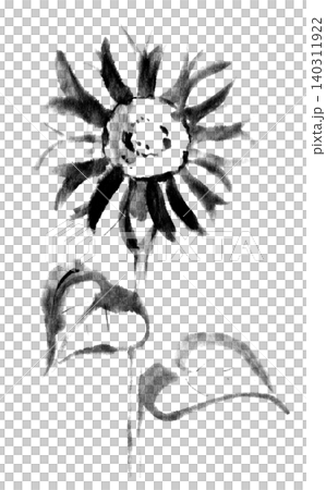 Ink painting, sumi-e (ink painting), summer sunflowers Ink painting, sumi-e (ink painting), summer sunflowers 140311922
