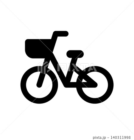 カゴが付いたシンプルな自転車のアイコン カゴが付いたシンプルな自転車のアイコン 140311998