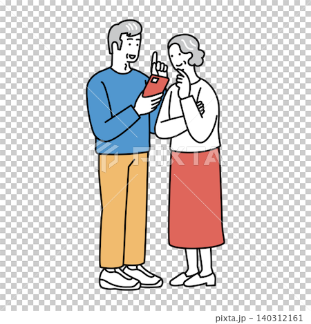 スマホの使い方を教えるシニア男性と女性のイラスト デジタルサポート・シニア世代 スマホの使い方を教えるシニア男性と女性のイラスト デジタルサポート・シニア世代 140312161