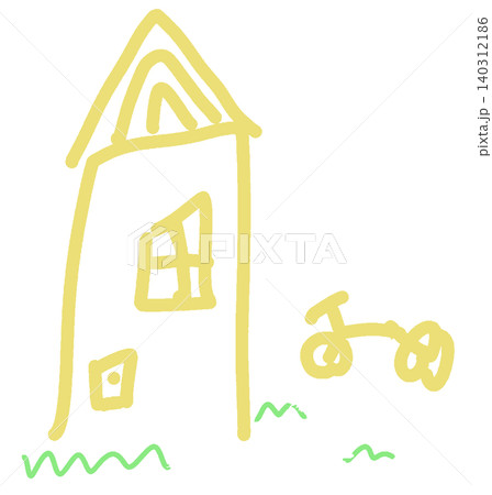 子供が描いた家と自転車 140312186