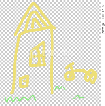 子供が描いた家と自転車 140312186