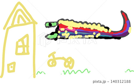 子供が描いた、家を襲う怪獣 140312188