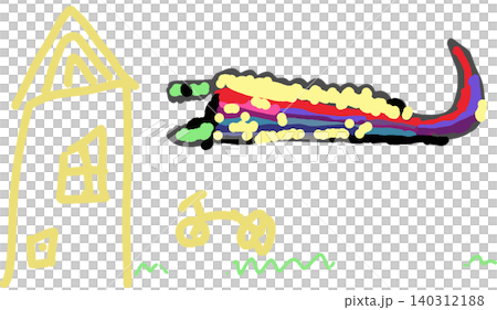 子供が描いた、家を襲う怪獣 140312188