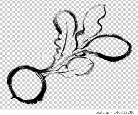 Ink painting, sumi-e (ink painting), radish Ink painting, sumi-e (ink painting), radish 140312290