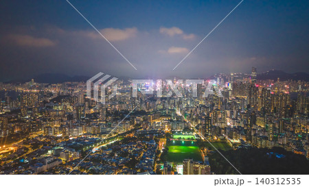 May 29 2022 Night view of Kowloon showing dense building May 29 2022 Night view of Kowloon showing dense building 140312535